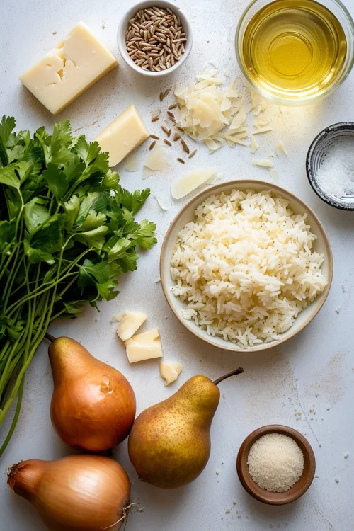 ingredientes risotto pera y gorgonzola